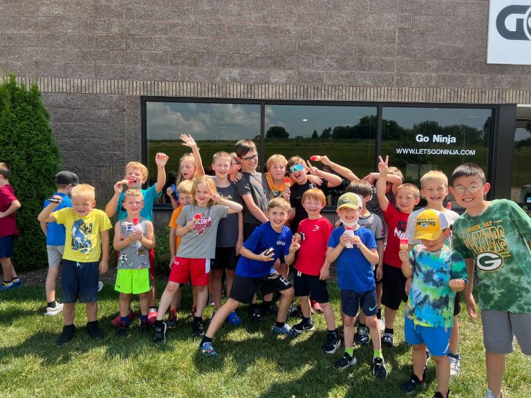 Kids outside Go Ninja building